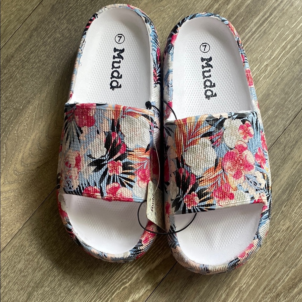 Mudd Floral Slide Sandals - Multicolor Womens Sz 7 NWT